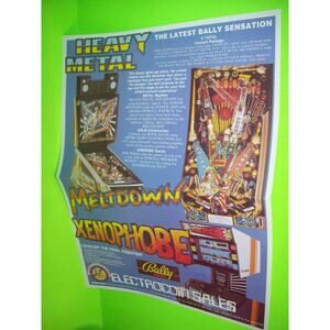Heavy Metal Meltdown Xenophobe Pinball Machine Poster Flyer Electrocoin UK